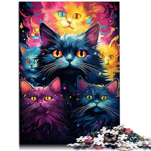 Puzzle zum Ausmalen, psychedelische Katze, für Erwachsene, 1000-teiliges Puzzle, Holzpuzzle eignet ganze Familie und (50 x 75 cm) von AITEXI