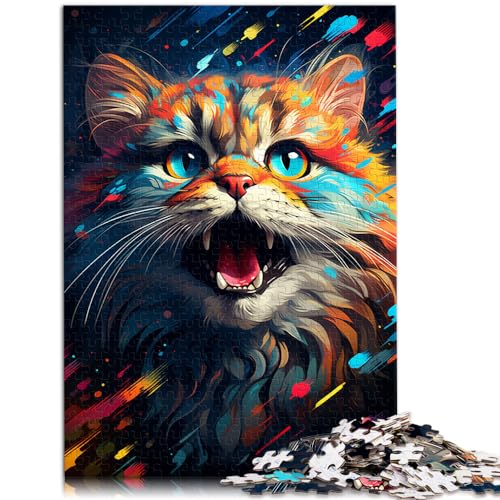 Puzzle zum Ausmalen, süße Katze, 500 Teile, Holzpuzzle für Erwachsene, ganze Familie und Dieses (38 x 52 cm) von AITEXI