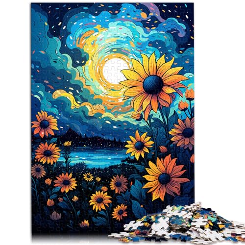 Puzzle zum Ausmalen von Sonnenblumen, 500-teiliges Holzpuzzle für Erwachsene, Lernspiel, Herausforderungsspielzeug (38 x 52 cm) von AITEXI