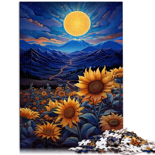 Puzzle zum Verschenken, Sonnenblumen unter Nachtlicht, 500 Teile, jedes Teil ist einzigartig – anspruchsvolles, unterhaltsames Spiel für die ganze Familie (38 x 52 cm) von AITEXI