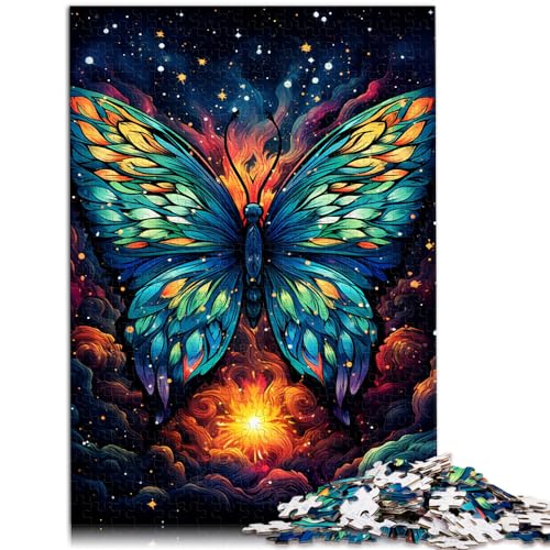 Puzzle zum Verschenken, farbenfroher Psychedelischer Galaxie-Schmetterling, 1000 Teile, Puzzle für Erwachsene, Holzpuzzle, Lernspielzeug (50 x 75 cm) von AITEXI