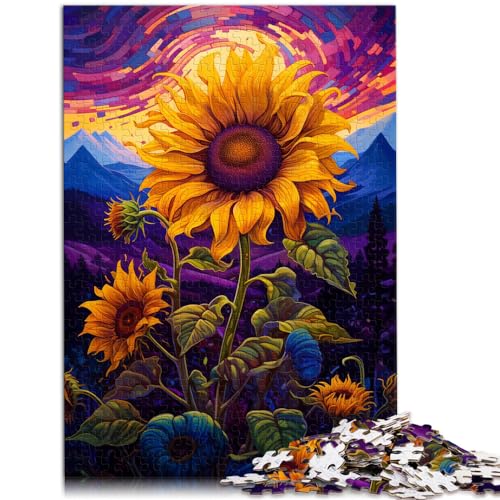Puzzles, Geschenke, Spielzeug, Sonnenblumen unter Nachtlicht, Puzzles für Erwachsene, 300 Puzzles, Holzpuzzle, Lernspiele, Heimdekorationspuzzle. (26 x 38 cm) von AITEXI