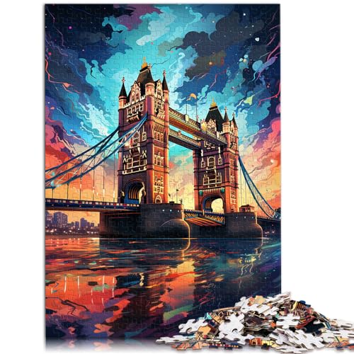 Puzzles, Lernspiele, Bunte Psychedelie der Tower Bridge, 300 Puzzles für Erwachsene, 300 Teile, Holzpuzzle, Puzzlespiel, Heimkunstdekor (26 x 38 cm) von AITEXI