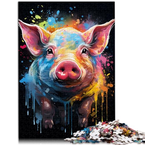 Puzzles, Malen, Farbschwein, Puzzles für Erwachsene, 1000 Puzzles, Holzpuzzle, Familienspiel, Stressabbau, schwieriges Herausforderungspuzzle (50 x 75 cm) von AITEXI