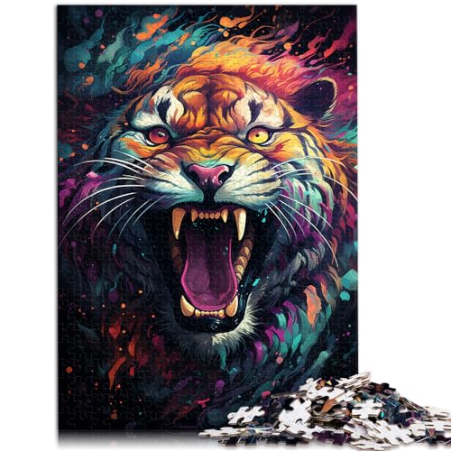 Puzzles, farbenfroher Fantasietiger, 1000-teiliges Puzzle für Erwachsene, Holzpuzzle, entspannendes geistiges Lernspielzeug (50 x 75 cm) von AITEXI