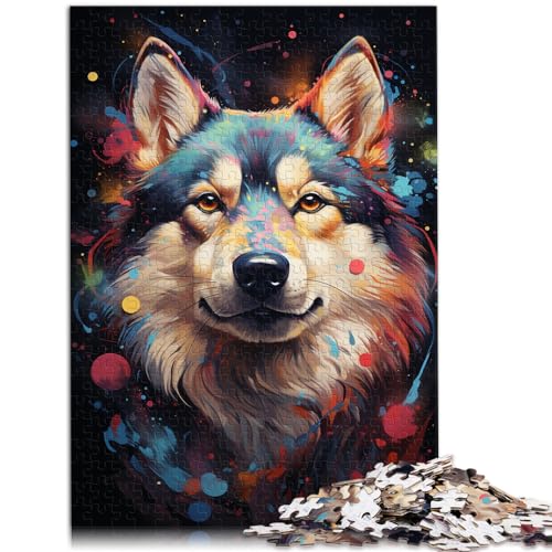 Puzzles, farbenfrohes, psychedelisches Shiba Inu-Puzzle mit 1000 Teilen für Erwachsene, Holzpuzzle, Lernspiele, Heimdekorationspuzzle (50 x 75 cm) von AITEXI