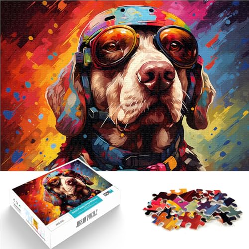 Puzzles, farbenfrohes psychedelisches Flieger-Hunde-Puzzle für Erwachsene, 1000 Teile, Holzpuzzle, Lernspiele, Heimdekorationspuzzle (50 x 75 cm) von AITEXI