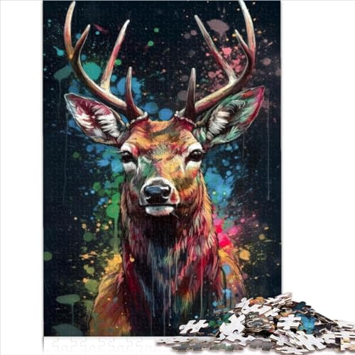 Puzzles 1000 Teile Puzzle für Erwachsene Hirsch malen Holzpuzzles für Erwachsene 1000 Teile Puzzle als Geschenke für die ganze Familie und die 1000 Teile (50x75cm) von AITEXI