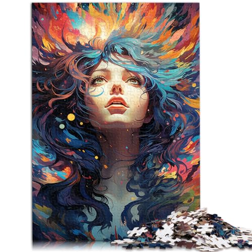 Puzzles Bunte psychedelische Frau 1000-teiliges Puzzle aus Holz, Lernspielzeug, Familienspiele, Weihnachts- und Geburtstagsgeschenke (50 x 75 cm) von AITEXI