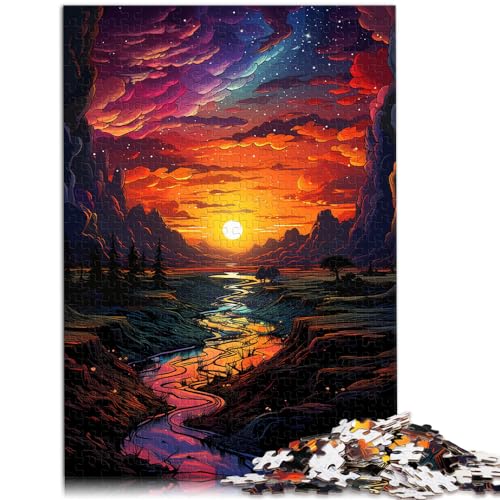 Puzzles Bunter Fantasie-Sonnenuntergang für Erwachsene 1000 Teile Puzzle Holzpuzzle Familienspiel Stressabbau Schwieriges Herausforderungspuzzle （50x75cm） von AITEXI