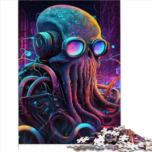 Puzzles Bunter Oktopus 1000-teiliges Premium-Puzzle aus 100% recyceltem Brett für Erwachsene, Familien-Lernspiele für Erwachsene und Kinder, 1000 Teile (26 x 38 cm) von AITEXI