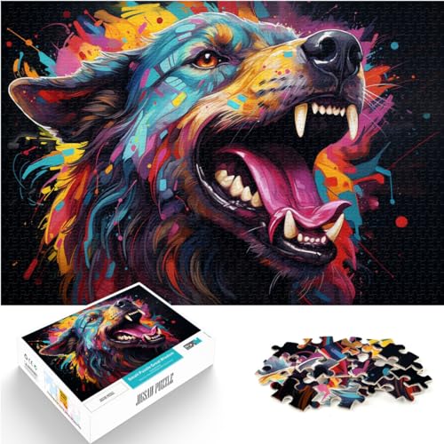 Puzzles Bunter Psychedelischer Hund Puzzle für Erwachsene 1000 Stück Holzpuzzle Spielzeug Puzzles Lernspiele Stressabbau Puzzles （50x75cm） von AITEXI