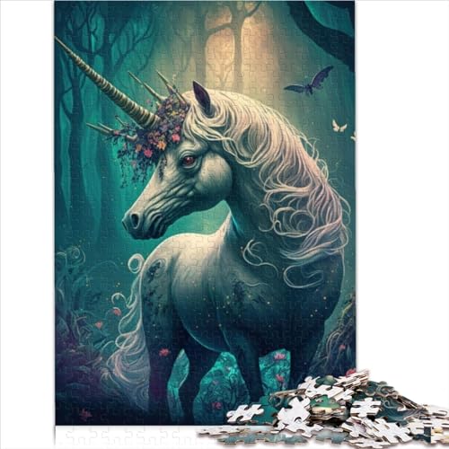 Puzzles EIN Cartoon-Einhorn 1000 Teile Holzpuzzle für Erwachsene Kinder ab 14 Jahren Lernen Lernspielzeug Familienspiele Weihnachten Geburtstagsgeschenke 1000 Stück (50 x 75 cm) von AITEXI