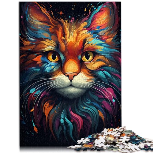 Puzzles Erstaunliches, farbenfrohes Puzzle mit magischer Katze für Erwachsene, 1000 Teile, Holzpuzzle, Familienaktivität, Puzzle, Lernspiele (50 x 75 cm) von AITEXI