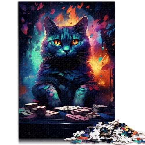 Puzzles Geschenk Bunte exotische Katze Puzzle 1000 Teile Holzpuzzle Familienspiel Stressabbau Schwieriges Herausforderungspuzzle （50x75cm） von AITEXI