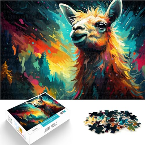 Puzzles Geschenk Fantasie buntes Alpaka Puzzle für Erwachsene und Kinder 300 Teile Holzpuzzle ganze Familie （26x38cm） von AITEXI