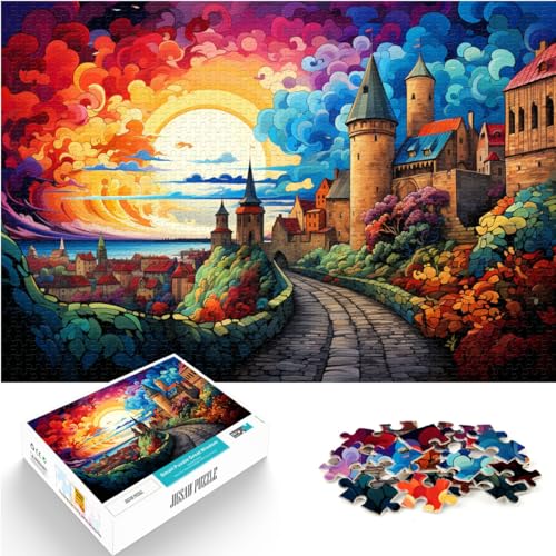 Puzzles Geschenke Spielzeug Bunte Psychedelie der Stadtmauern von Visby 1000-teiliges Puzzle Lernspiele Holzpuzzle Lernpuzzle Familienspiel für und （50x75cm） von AITEXI