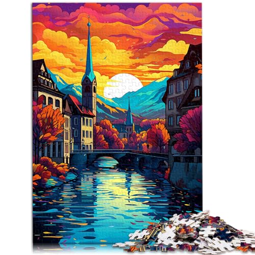 Puzzles Geschenke Spielzeug Zürich Altstadt Puzzle für Erwachsene 1000 Holzpuzzle Spielzeug Puzzles Lernspiele Stressabbauende Puzzles （50x75cm） von AITEXI