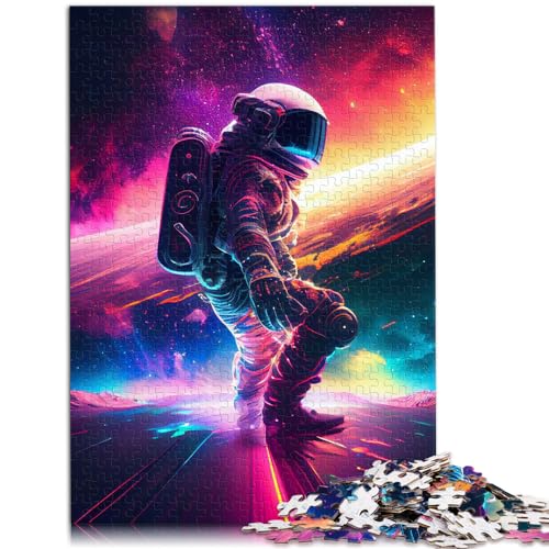 Puzzles Lernspiele Astronaut Surfen im Weltraum Kunst Puzzles für Erwachsene 500 Teile Holzpuzzle Puzzle-Kunstwerk （38x52cm） von AITEXI