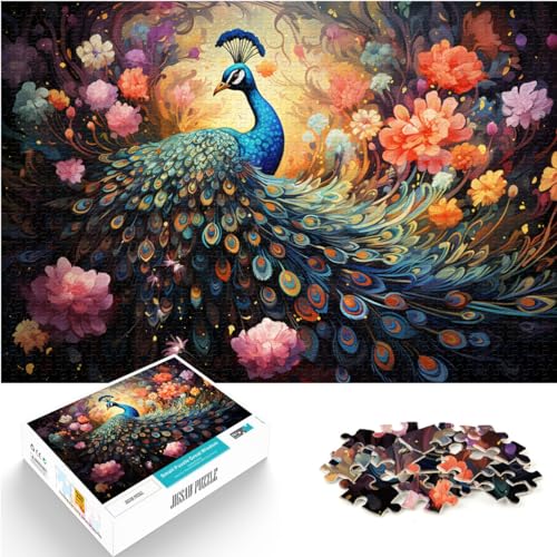 Puzzles Lernspiele Fantasie Bunter Pfau Erwachsene 1000 Teile Puzzle Holzpuzzle Familienaktivität Puzzles （50x75cm） von AITEXI