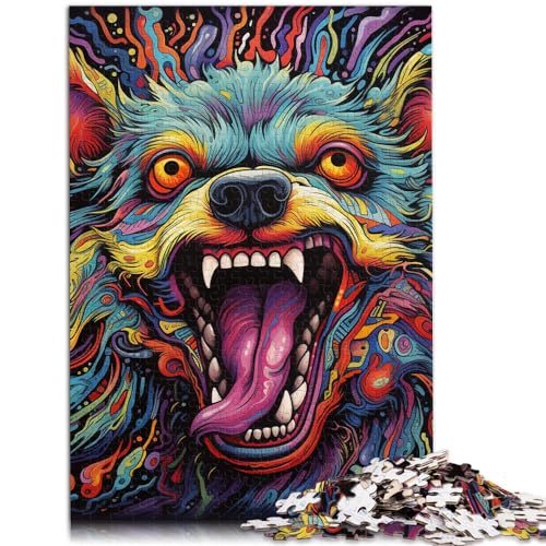 Puzzles Psychedelic Corgi 1000-teiliges Puzzle für Erwachsene, Holzpuzzle, Lernspiele, Heimdekorationspuzzle (50 x 75 cm) von AITEXI