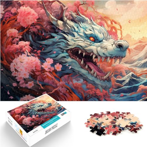 Puzzles für „Bunter japanischer Sakura-Drache“, 1000 Teile, Puzzle aus Holz, Lernspiele, Heimdekorationspuzzle (50 x 75 cm) von AITEXI