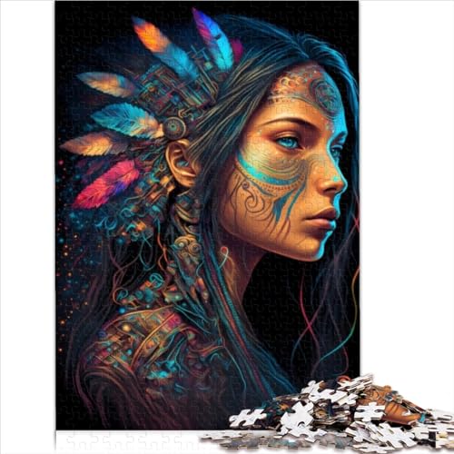 Puzzles für Erwachsene, 1000 Teile, Holzpuzzle mit Indianer-Prinzessin, für Erwachsene, Kinder ab 14 Jahren, Stressabbau, schwierige Herausforderung, 1000 Teile (50 x 75 cm) von AITEXI