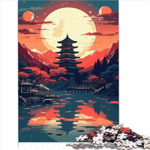 Puzzles für Erwachsene, 1000-teiliges Puzzle für Erwachsene und Kinder, Fantasy-Japan-Mondpagode, Holzpuzzle für Erwachsene und Kinder, Puzzle (50 x 75 cm) von AITEXI