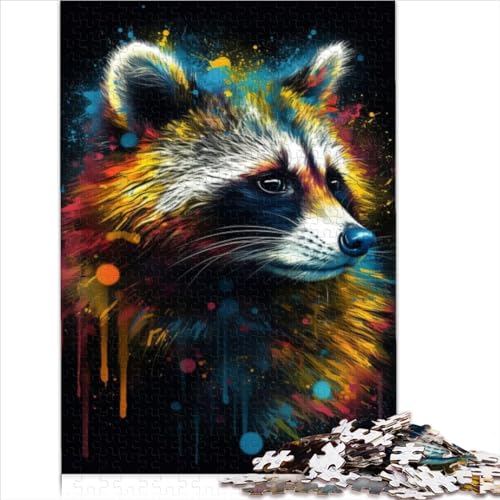 Puzzles für Erwachsene Puzzles für Erwachsene 1000 Puzzlespielzeuge Waschbärmalerei Holzpuzzles für Erwachsene und Kinder ab 12 Jahren Funsland Peg (50 x 75 cm) von AITEXI