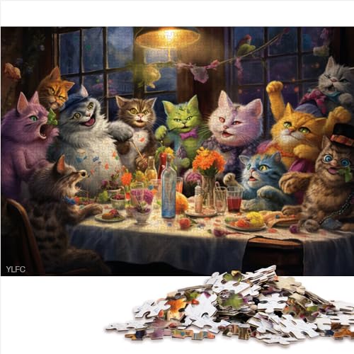 Puzzles für Erwachsene und Kinder, 1000-teiliges Puzzle für Erwachsene und Kinder, Katzenparty, Holzpuzzle für Erwachsene, Puzzle und das Puzzle, 1000 Teile (50 x 75 cm) von AITEXI