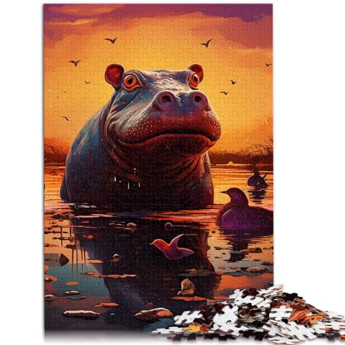 Puzzles mit Tiermotiven, NilPferden, 1000 Teile, Puzzle für Erwachsene, Holzpuzzle, Familienspiel, Stressabbau, schwieriges Herausforderungspuzzle (50 x 75 cm) von AITEXI