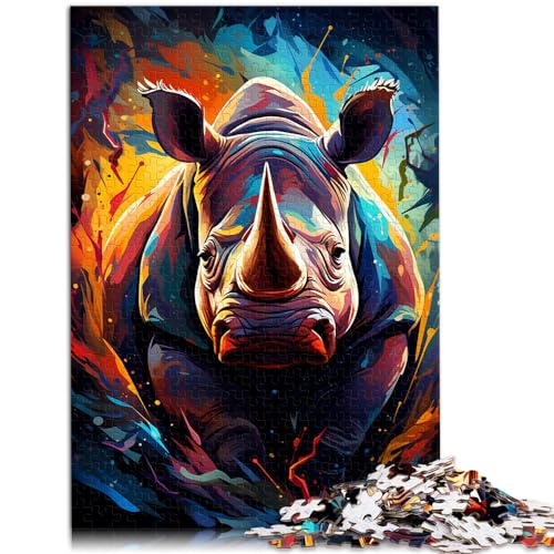 Puzzles zum Ausmalen, Nashorn-Puzzle, 1000-teiliges Puzzle für Erwachsene, Holzpuzzles ganze Familie (50 x 75 cm) von AITEXI