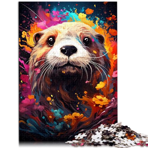 Puzzles zum Ausmalen, Seeotter, 1000-teiliges Puzzle, Holzpuzzle, Spielzeug, Puzzle, Lernspiele, Stressabbau-Puzzle (50 x 75 cm) von AITEXI