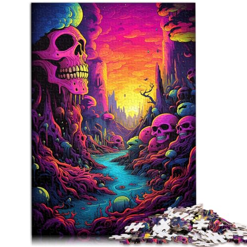 Puzzles zum Verschenken, Seltsame psychedelische Totenkopfwelt, Schwierige, anspruchsvolle Puzzles, 300-teiliges Holzpuzzle, Denksportaufgabe (26 x 38 cm) von AITEXI