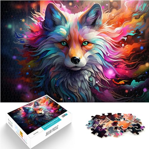 Puzzlespiel, farbenfrohes, psychedelisches Polarfuchs-Puzzle für Erwachsene, 1000 Teile, Holzpuzzle, ganze Familie (50 x 75 cm) von AITEXI