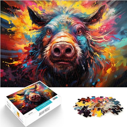 Puzzlespiel Fantasie-Schweinzeichnung Puzzle 1000 Teile Holzpuzzle Familienspiel Stressabbau Schwieriges Herausforderungspuzzle （50x75cm） von AITEXI