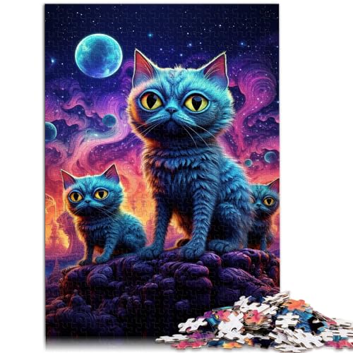 Puzzlespiel Magic Art Cat, 1000-teiliges Puzzle für Erwachsene, Holzpuzzle, Familienaktivitätspuzzle, Lernspiele (50 x 75 cm) von AITEXI