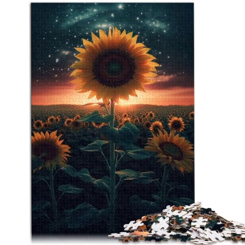 Puzzlespiel Sonnenblume, Erde, Weltraum, 1000 Teile, Puzzle aus Holz, jedes Teil ist einzigartig – anspruchsvolles, unterhaltsames Spiel für die ganze Familie (50 x 75 cm) von AITEXI