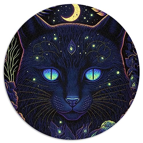 Schwarzlicht-Katze-Puzzle für Erwachsene, 1000 Teile, kugelförmiges Premium-Brett, 100% recycelt, 26,5 x 26,5 Zoll von AITEXI