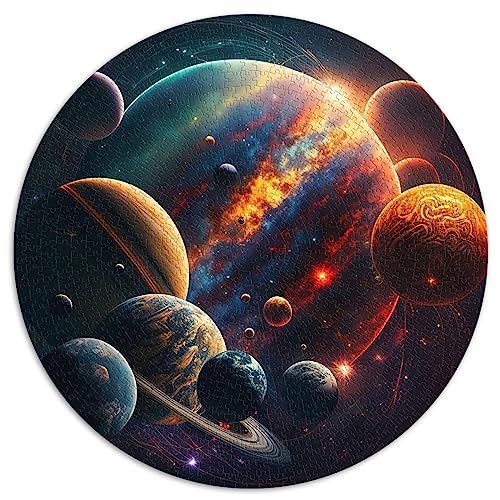 Sonnensystem Neon 1000 Teile Puzzle für Erwachsene Puzzles kreisförmige Puzzles Papppuzzles 67,5 x 67,5 cm von AITEXI