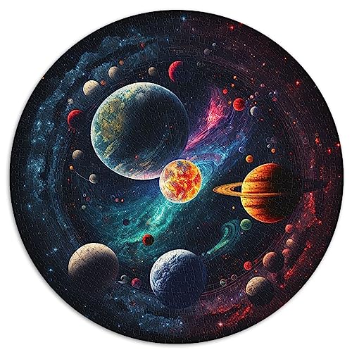 Sonnensystem-Neon-Puzzle mit 1000 Teilen für Erwachsene, kreisförmiges Puzzle, Premium-Brett aus 100% recyceltem Material, 67,5 x 67,5 cm von AITEXI