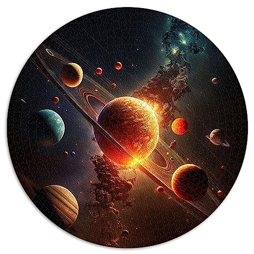 Sonnensystem-Neon-Puzzle mit 1000 Teilen für Erwachsene, kugelförmige Puzzles für Premium-Brett aus 100% recyceltem Material, 26,5 x 26,5 Zoll von AITEXI