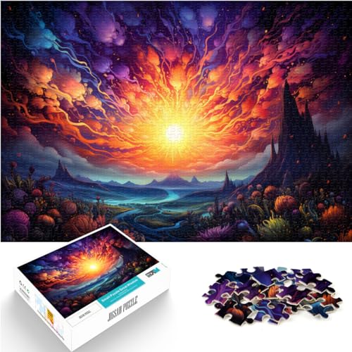 Spiel-Geschenk-Puzzle, farbenfroher Psychedelischer Himmel, 500 Teile, Puzzle aus Holz für Erwachsene, ganze Familie (38 x 52 cm) von AITEXI