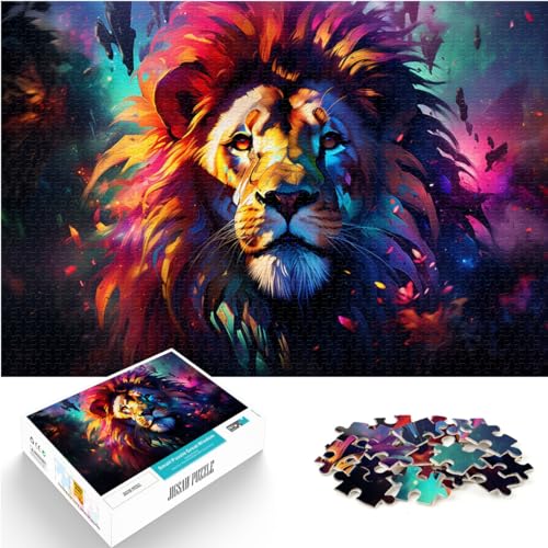 Spiel-Geschenk-Puzzle, farbenfrohes Löwen-Kunst-Puzzle, 300 Teile für Erwachsene, Holzpuzzle, entspannendes geistiges Lernspielzeug (26 x 38 cm) von AITEXI