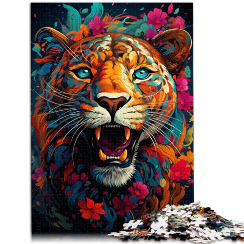 Spielgeschenk-Puzzle, Psychedelischer bunter Leopard, 500 Teile, Lernspiele, Holzpuzzle, jedes Teil ist einzigartig – anspruchsvolles, unterhaltsames Spiel (38 x 52 cm) von AITEXI
