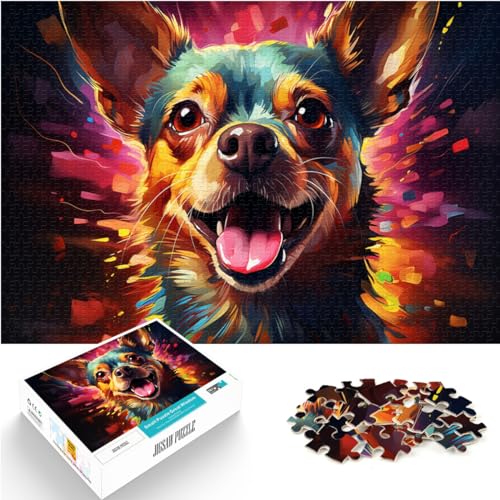 Spielgeschenk Puzzle, farbenfrohe psychedelische Kunst, Chihuahua-Hund, 1000-teiliges Puzzle für Erwachsene, Holzpuzzle, Lernspielzeug, Familienspiele (50 x 75 cm) von AITEXI