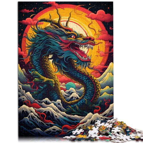 Spielgeschenk Puzzle Chinesischer Drache für Erwachsene 1000 Teile Puzzle Geschenke Holzpuzzle Wanddekoration Einzigartige Geburtstags (50x75cm) von AITEXI