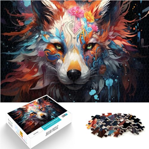 Spielgeschenk Puzzle Farbfantasie weißer Fuchs 1000-teiliges Puzzle für Erwachsene Holzpuzzle Lernspiele Heimdekorationspuzzle (50 x 75 cm) von AITEXI