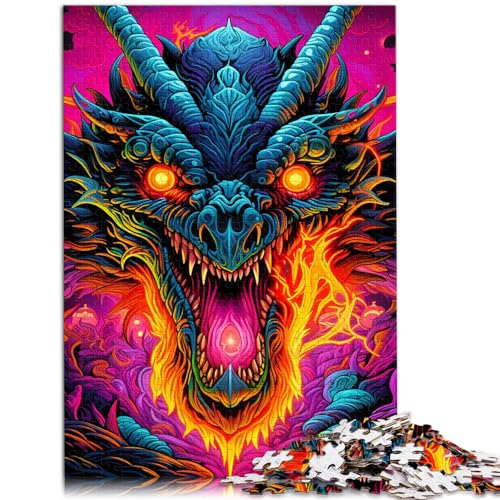 Spielgeschenk Puzzle Psychedelic Art Dragon Puzzle 500 Teile für Erwachsene Holzpuzzle für anspruchsvolles Puzzlespiel und Familienspiel (38 x 52 cm) von AITEXI