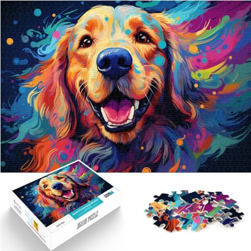 Spielzeug-Puzzle, farbenfrohe Psychedelie der Golden Retriever, 1000 Teile, für Erwachsene, jedes Teil ist einzigartig – anspruchsvolles, unterhaltsames Familienspiel (50 x 75 cm) von AITEXI